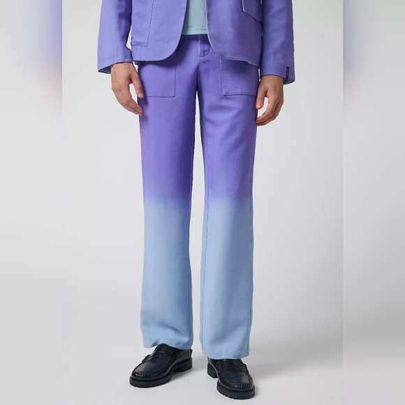 NWT UO x BOBBLEHAUS Purple/Blue Ombre Deadstock Tencel Twill Trouser Pants XS - Picture 2 of 7